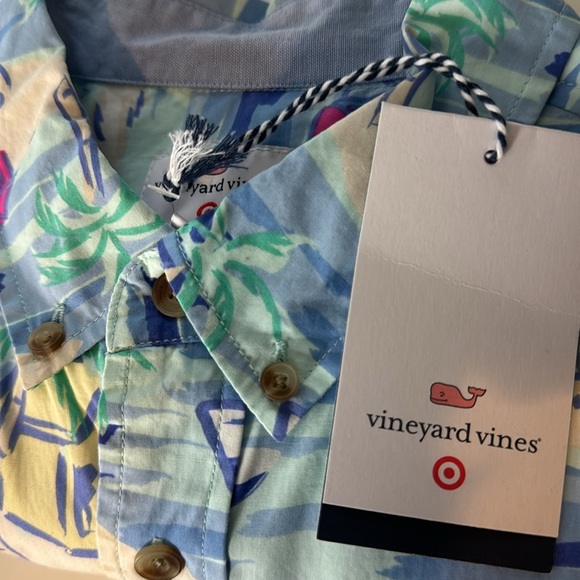 Vineyard Vines Island Scene Short Sleeve Woven Button-Down Summer Shirt Size S - Picture 12 of 12